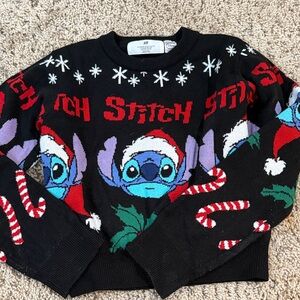 H&M Black Christmas Sweater with Stitch Design
